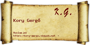 Kory Gergő névjegykártya